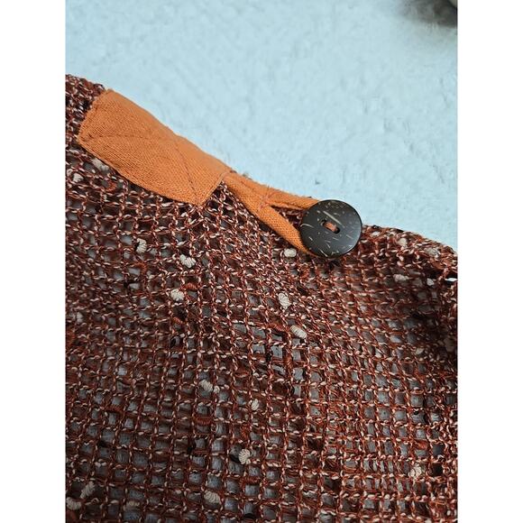 Kaktus Crochet Net Mesh Asymmetrical Rust Color Vest Top Size L Hippie Fairy - Picture 5 of 8